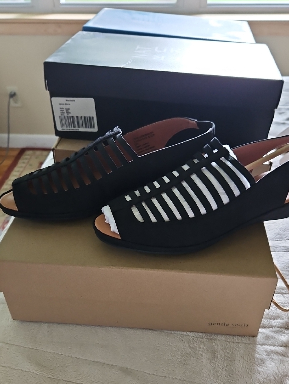 Gentle Souls Black Cage Slingback Open-Toe Sandals - Picture 5 of 5